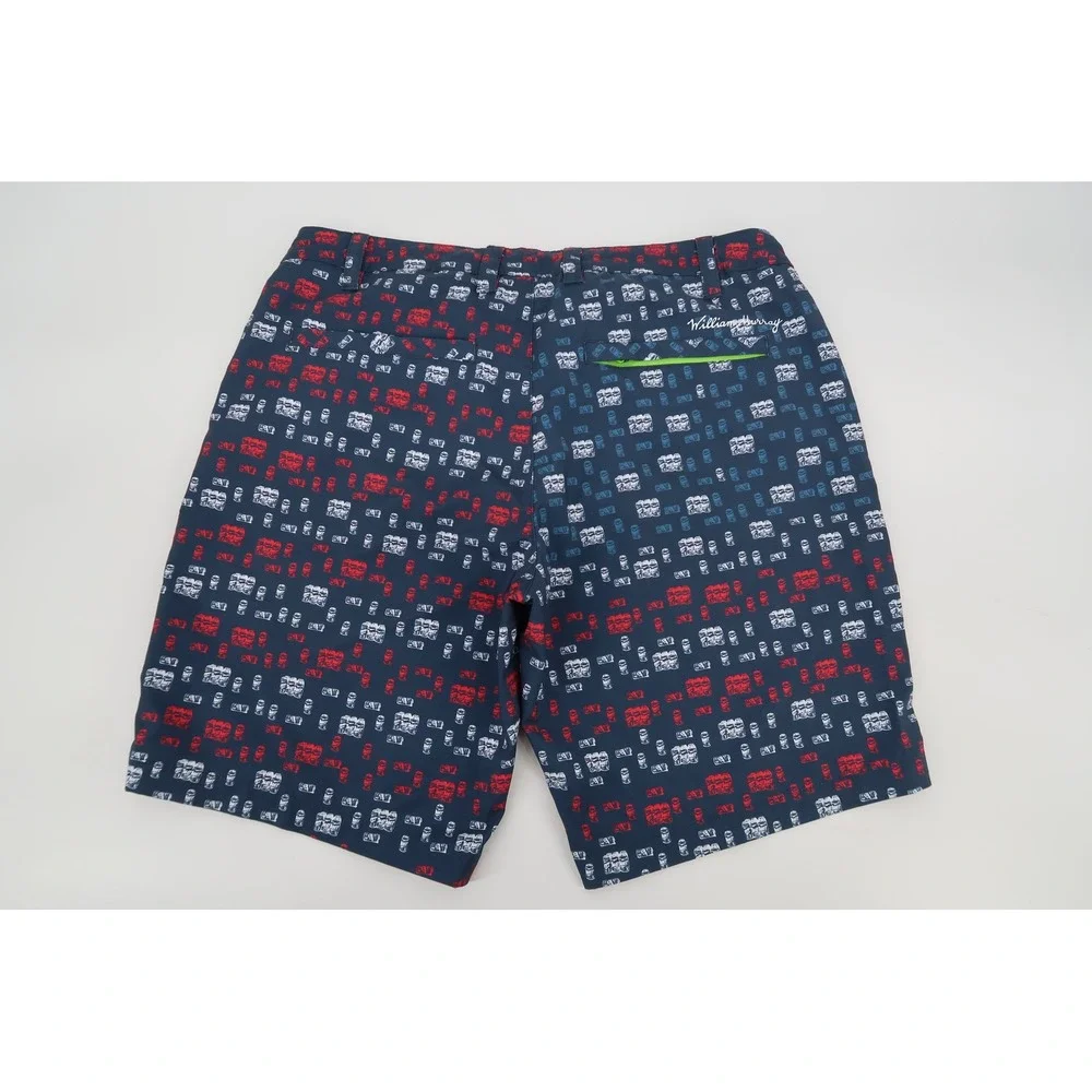 William Murray Water Hazard Shorts Mens 32 Red White Brew Beer Golf Performance